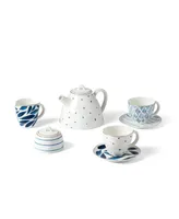 Lenox Blue Bay Porcelain 9 Pc. Tea Set with gold tone accent