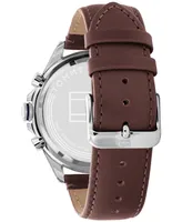 Tommy Hilfiger Men's Brown Leather Strap Watch 46mm