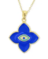 Lab-Grown Blue Spinel & Enamel Evil Eye Flower Pendant Necklace in 14k Gold-Plated Sterling Silver