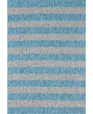 Bayshore Home Outdoor Banded Distressed Stripe 7' x 10' Area Rug