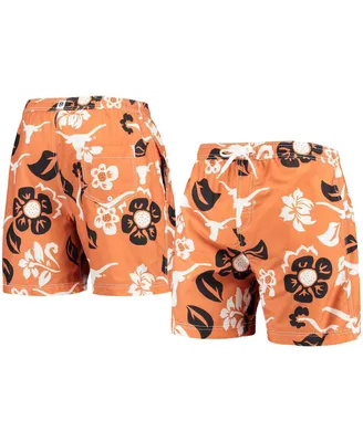 Men's Wes & Willy Texas Orange Longhorns Floral Volley Logo Swim Trunks