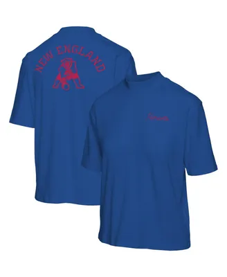 Women's Junk Food Royal New England Patriots Half-Sleeve Mock Neck T-shirt