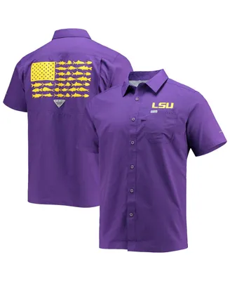 Men's Columbia Pfg Purple Lsu Tigers Slack Tide Camp Button-Up Shirt