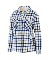 Women's Wear by Erin Andrews Oatmeal New York Islanders Plaid Button-Up Shirt Jacket