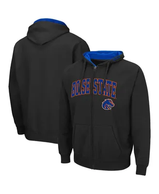 Men's Colosseum Black Boise State Broncos Arch and Logo 3.0 Full-Zip Hoodie