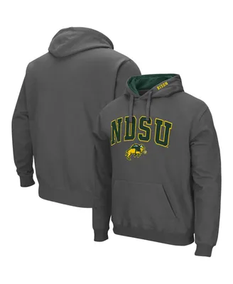 Men's Colosseum Charcoal Ndsu Bison Arch and Logo Pullover Hoodie