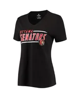 Women's Fanatics Black Ottawa Senators Mascot Bounds V-Neck T-shirt