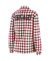 Women's Wear by Erin Andrews Oatmeal Chicago Blackhawks Plaid Button-Up Shirt Jacket