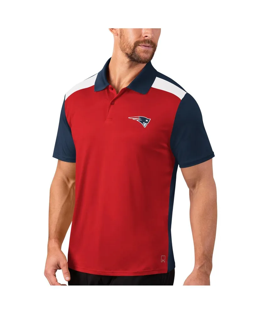 Men's Msx by Michael Strahan Red, Navy New England Patriots Challenge Color Block Performance Polo Shirt