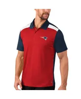 Men's Msx by Michael Strahan Red, Navy New England Patriots Challenge Color Block Performance Polo Shirt