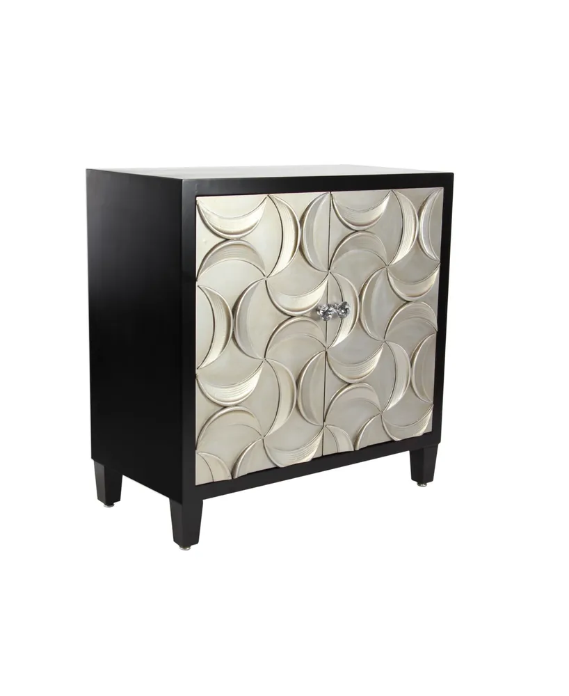 Modern Rectangular Wooden Crescent Moon Cabinet