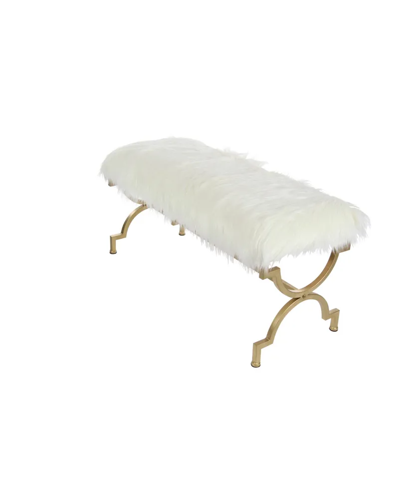 Faux Fur and Metal Contemporary Bench