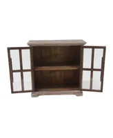 Farmhouse Rectangular Wood and Glass 2-Door Cabinet