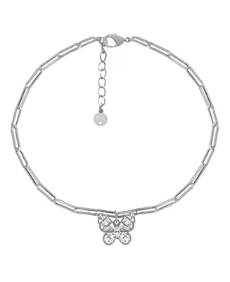 And Now This Butterfly Clip Chain Anklet in Silver Plate