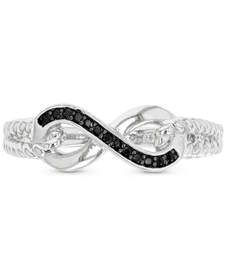 Black Spinel Infinity Ring (1/10 ct. t.w.) Sterling Silver & Rhodium-Plate