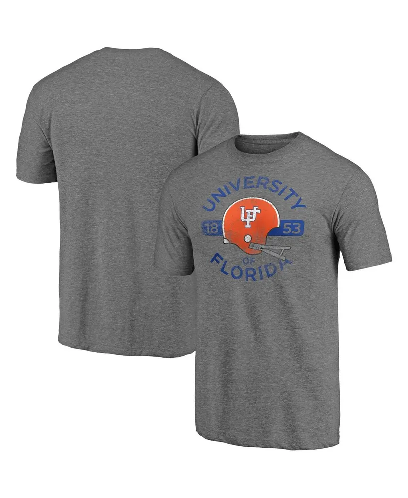 Men's Heathered Gray Florida Gators Throwback Helmet Tri-Blend T-shirt