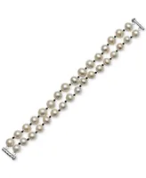 Cultured Freshwater Pearl (9mm) & Black Spinel (3-1/10 ct. t.w.) Double Strand Statement Bracelet