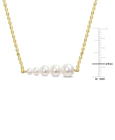 Cultured Freshwater Pearl (3 - 7-1/2mm) Graduated Bar 18" Pendant Necklace in 18k Gold-Plated Sterling Silver