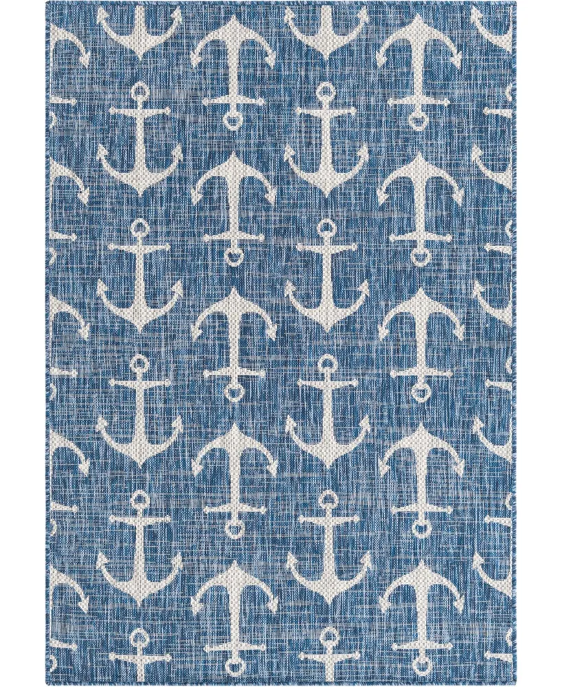 Bayshore Home Outdoor Shore Ahoy 7'10" x 11' Area Rug