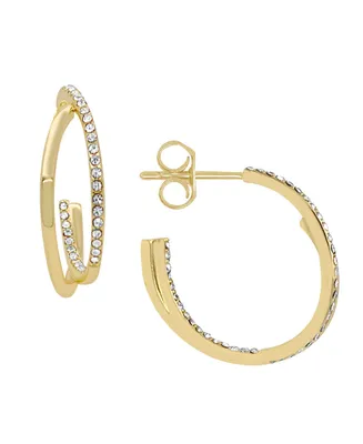 And Now This Crystal Split C-Hoop Post Earrings - Gold