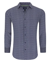 Tom Baine Men's Slim Fit Performance Geometric Button Down Shirt