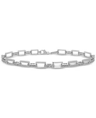 Diamond Rectangular Link Chain Bracelet (1/6 ct. t.w.) in Sterling Silver