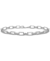 Diamond Rectangular Link Chain Bracelet (1/6 ct. t.w.) in Sterling Silver