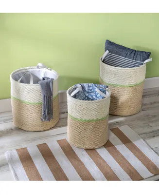 Honey Can Do Small Nesting Paper Straw Baskets with Handles, Set of 3