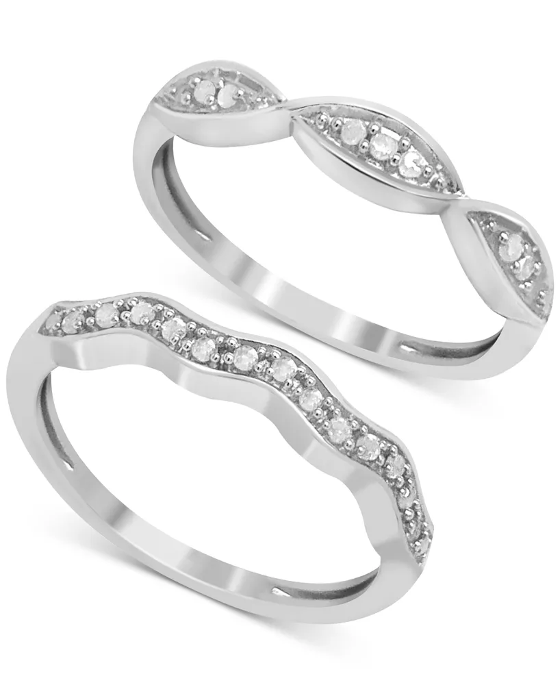 2-Pc. Diamond Bands (1/6 ct. t.w.) Sterling Silver