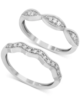 2-Pc. Diamond Bands (1/6 ct. t.w.) Sterling Silver