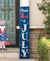 Glitzhome Lighted Wooden Happy July 4th Porch Sign, 42.5"