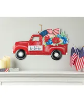 Glitzhome Metal Patriotic or Americana Truck Yard Stake or Wall Decor Kd, Two Function, 23.5"