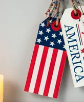 Glitzhome Wooden Patriotic or Americana Doorknob Hanging Decor, 19.5"