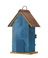 Glitzhome 10.25" Retro Birdhouse with 3D Flowers