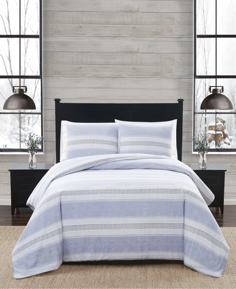London Fog Stripe Piece Flannel Comforter Set