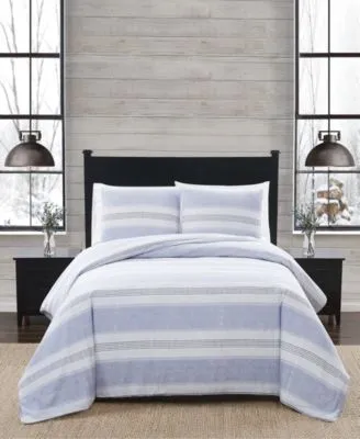 London Fog Stripe Flannel Comforter Sets