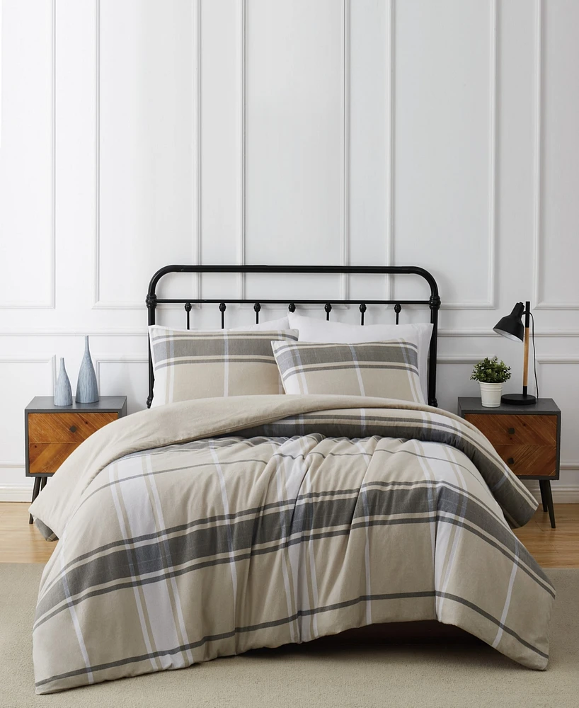 Truly Soft Preston Plaid 2 Piece Flannel Comforter Set, Twin Xl