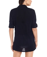 Lauren Ralph Crushed Cotton Cover-Up Shirt