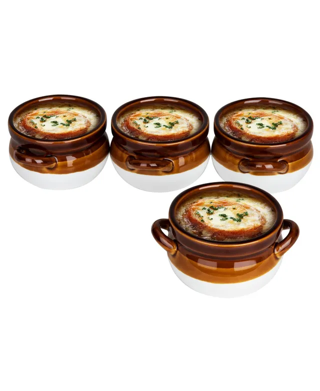 Kook French Onion Soup Crocks with Handles, Ceramic Bowls, for