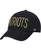 Women's '47 Black New England Patriots Shimmer Text Clean Up Adjustable Hat