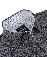 Tom Baine Men's Slim Fit Performance Geometric Button Down Shirt