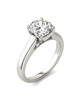 Moissanite Cathedral Solitaire Ring (1-9/10 Carat Total Weight Diamond Equivalent) 14K White Gold