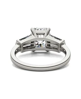 Moissanite Radiant Cut Engagement Ring (3-7/8 Carat Total Weight Diamond Equivalent) 14K White Gold