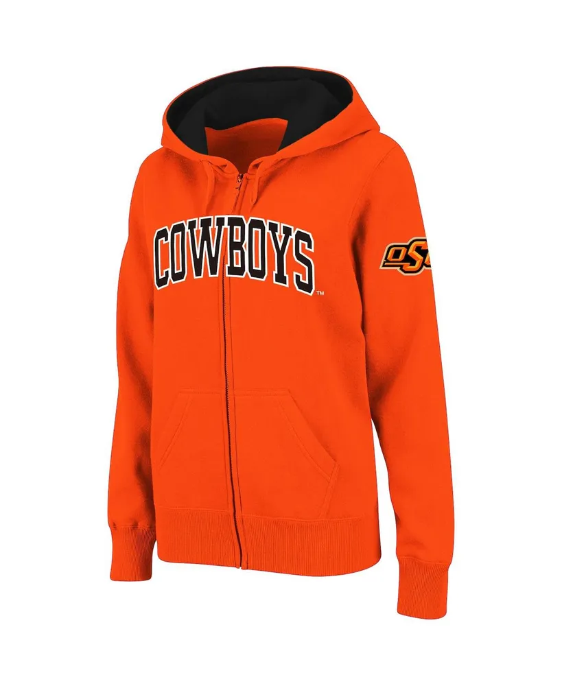 Women's Stadium Athletic Orange Oklahoma State Cowboys Arched Name Full-Zip Hoodie