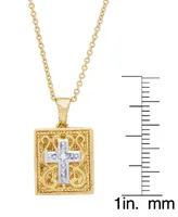 Macy's Women's Diamond Accent Cross Rectangular Locket Pendant Necklace