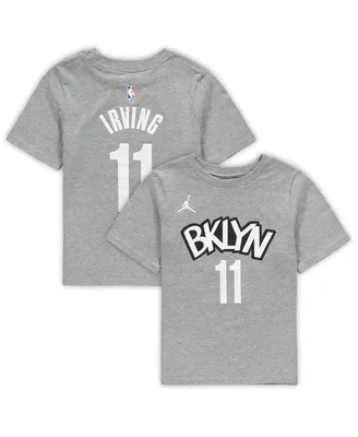 Preschool Boys and Girls Jordan Kyrie Irving Gray Brooklyn Nets Statement Edition Name and Number T-shirt