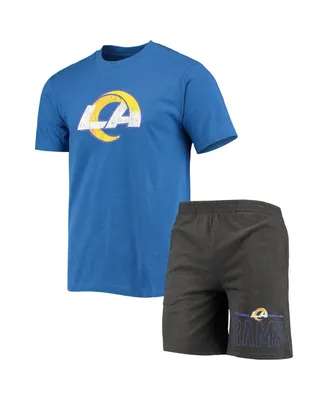 Men's Concepts Sport Royal, Charcoal Los Angeles Rams Meter T-shirt and Shorts Sleep Set