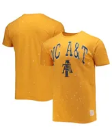 Men's Original Retro Brand Gold North Carolina A&T Aggies Bleach Splatter T-shirt