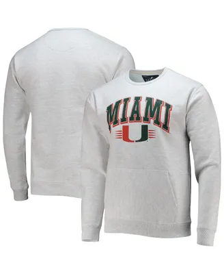 Men's League Collegiate Wear Heathered Gray Miami Hurricanes Upperclassman Pocket Pullover Sweatshirt