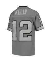 Big Boys Mitchell & Ness Jim Kelly Charcoal Buffalo Bills 1990 Retired Player Metal Replica Jersey